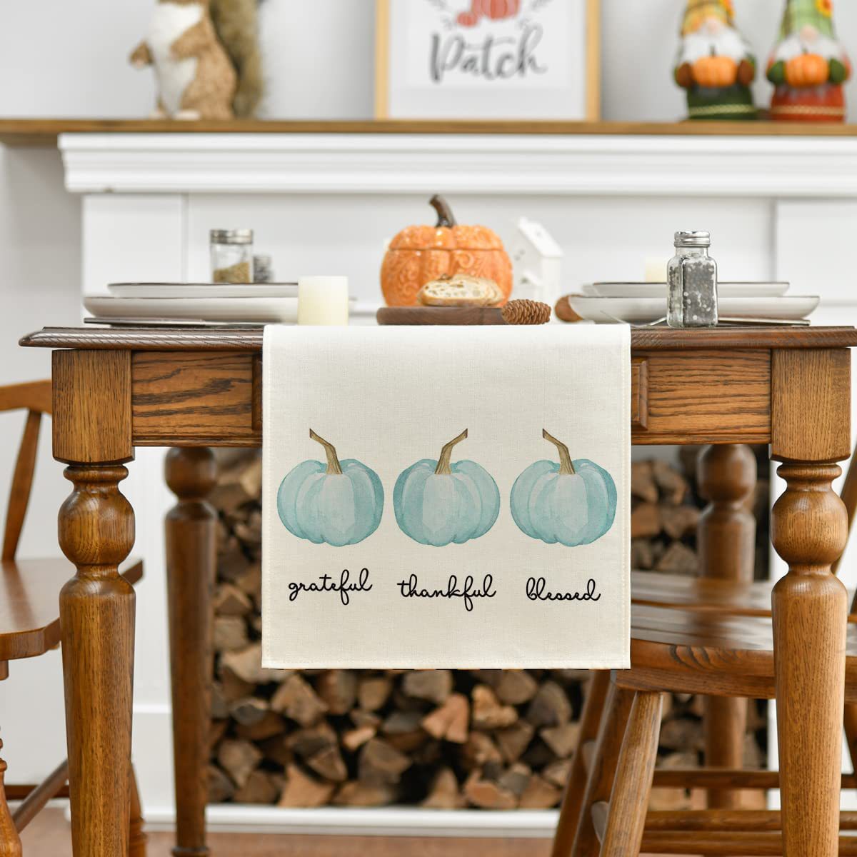 Pumpkin Harvest Linen-Blend Table Runner – additional product view 4