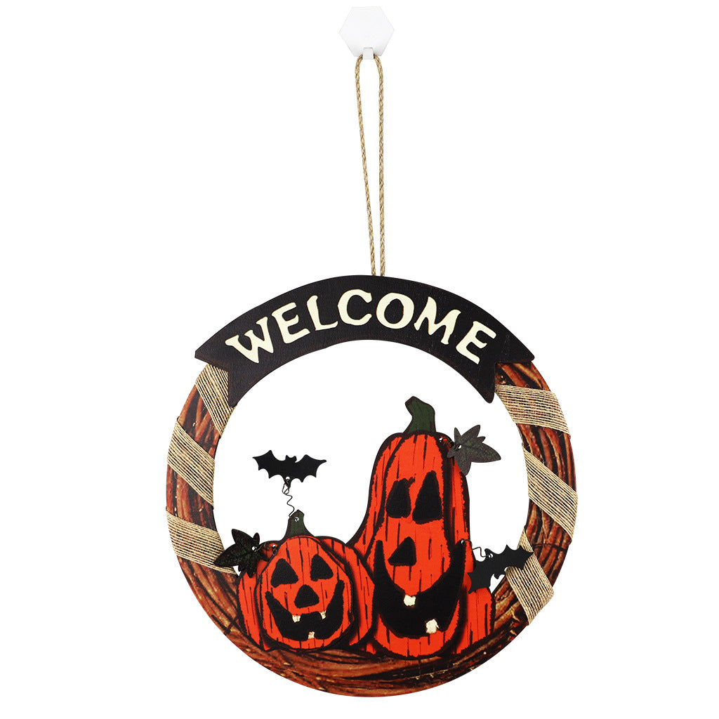 Wooden Halloween welcome door sign
