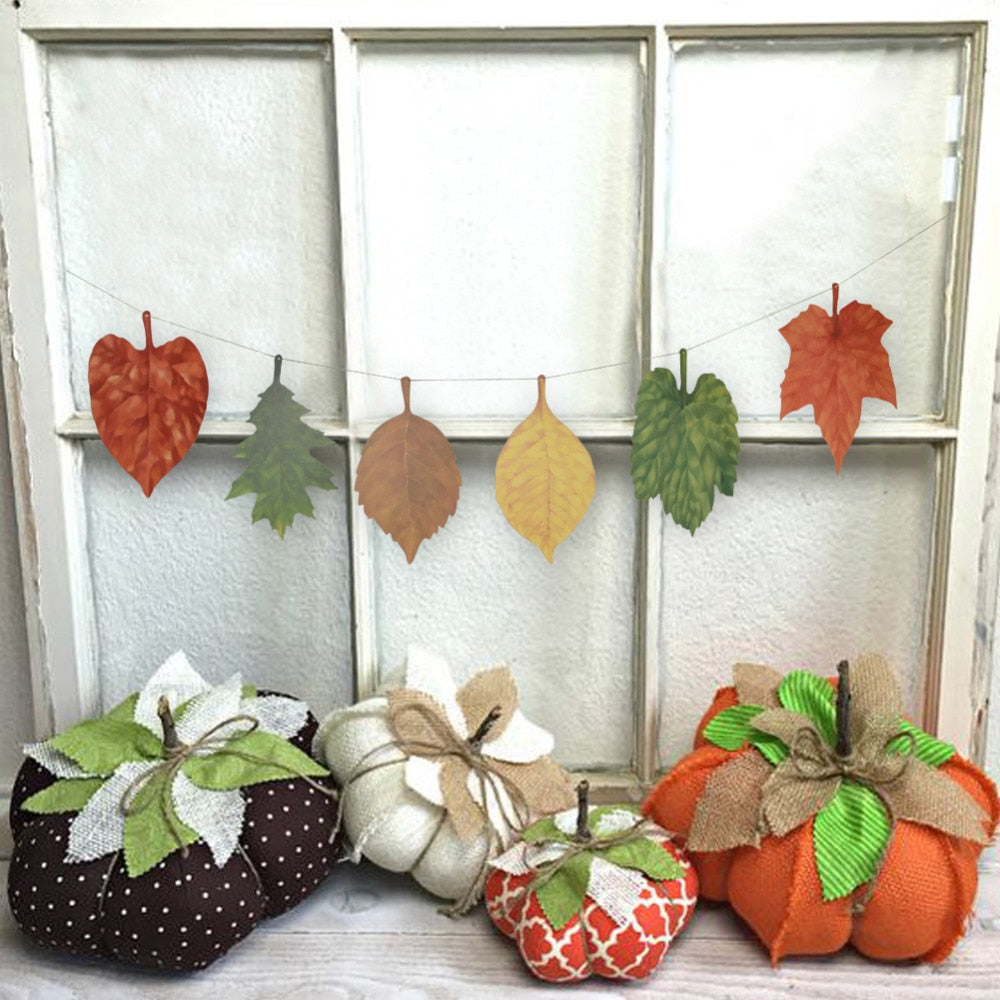 Coated-paper autumn maple leaf garland set