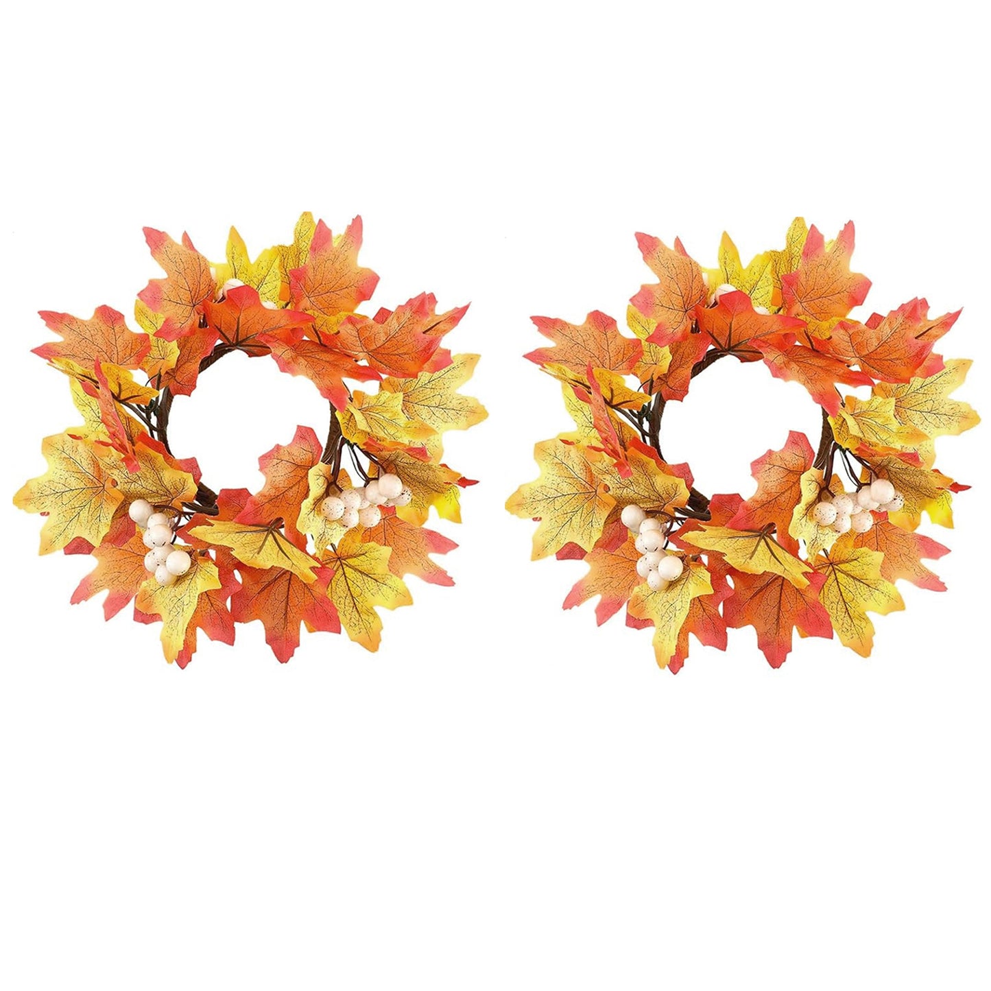 Autumn maple and sunflower candle rings set of two, view 2