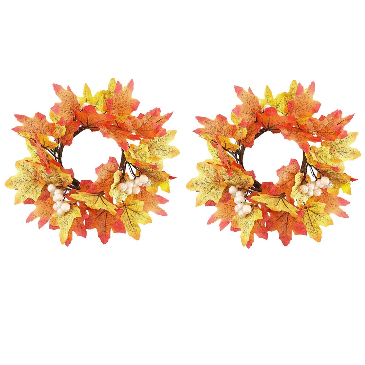 Autumn maple and sunflower candle rings set of two, view 2